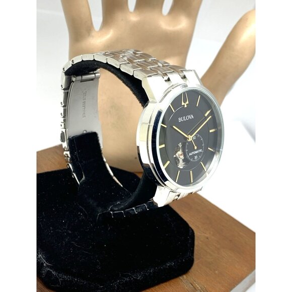 Bulova Men's Watch 96A305 Automatic Black Dial Silver Stainless Steel 42mm - Picture 14 of 14
